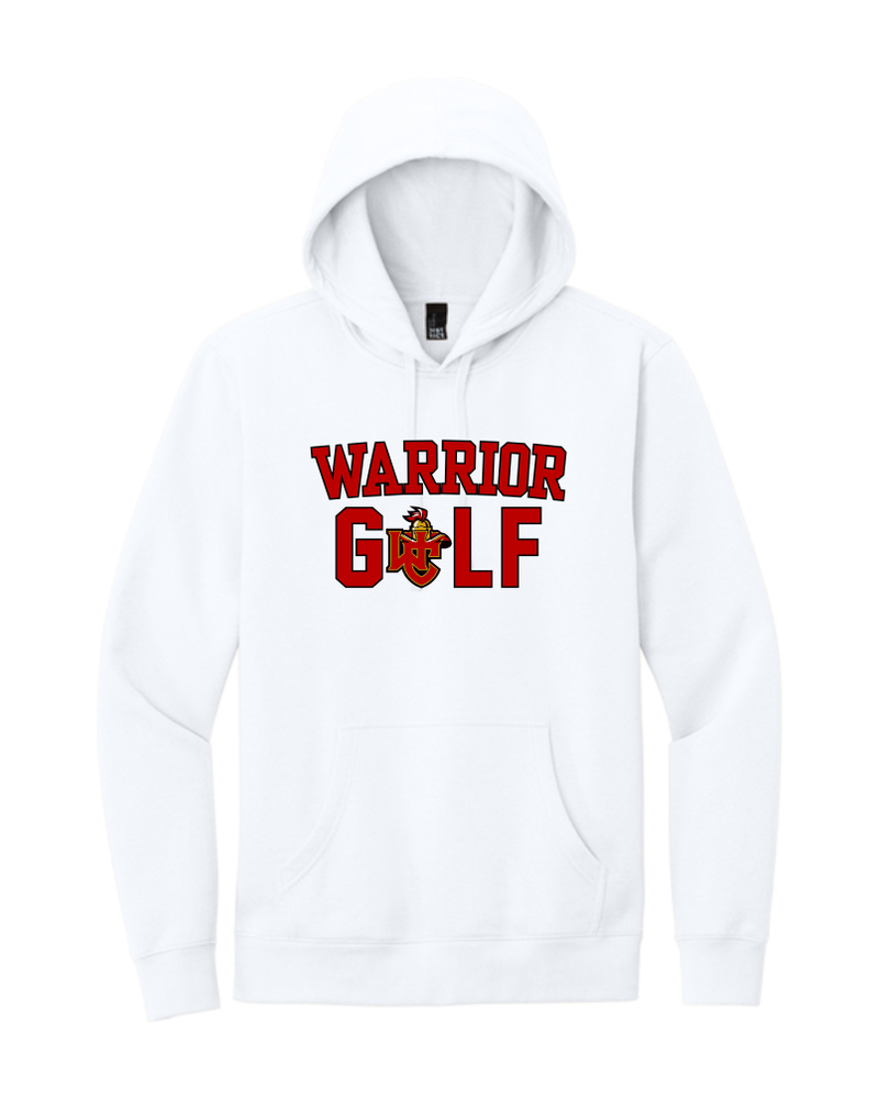 White District V.I.T. fleece hoodie with the Worthington Christian Warrior Golf logo across the chest