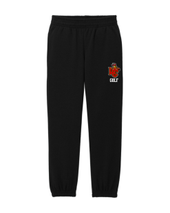 Black District V.I.T. fleece sweatpants with the WC Golf shield logo on the left hip