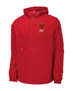 True Red Sport-Tek packable anorak jacket with the WC Golf shield logo on the left chest