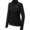 Black Sport-Tek women's Sport-Wick Stretch quarter-zip pullover with the WC Warriors logo embroidered on the left chest