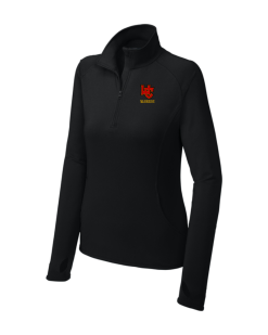 Black Sport-Tek women's Sport-Wick Stretch quarter-zip pullover with the WC Warriors logo embroidered on the left chest