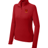 True Red Sport-Tek women's Sport-Wick Stretch quarter-zip pullover with the WC Warriors logo embroidered on the left chest