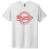 Heather White Next Level adult tri-blend tee with the Worthington Christian circle logo across the chest