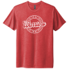 Vintage Red Next Level adult tri-blend tee with the Worthington Christian circle logo across the chest