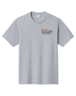 Athletic Heather Port & Company Fan Favorite tee with the Orange Girls Tennis logo on the left chest