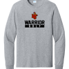 Athletic Heather Port & Company long sleeve core cotton tee with the Worthington Christian Warrior Golf logo across the chest
