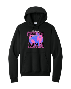 pc78h jet black core fleece pullover hoodie with pink logo