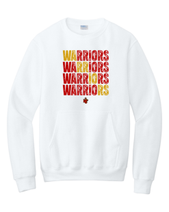 White Port & Company Core Fleece pocket crewneck sweatshirt with the distressed Worthington Christian logo across the chest