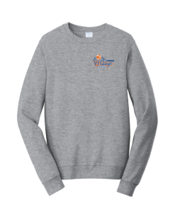 Athletic Heather Port & Company Fan Favorite fleece crewneck with the Orange Girls Tennis logo on the left chest