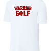White Sport-Tek PosiCharge Competitor performance tee with the two-color Worthington Christian Warrior Golf logo across the chest