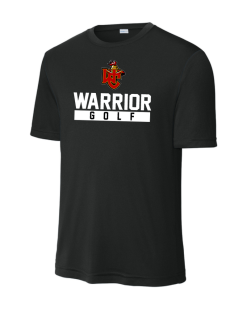 Black Sport-Tek PosiCharge Competitor performance tee with the Worthington Christian Warrior Golf logo across the chest