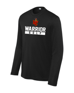 Black Sport-Tek PosiCharge Competitor long sleeve performance tee with the Worthington Christian Warrior Golf logo across the chest