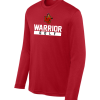 True Red Sport-Tek PosiCharge Competitor long sleeve performance tee with the Worthington Christian Warrior Golf logo across the chest