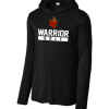 Black Sport-Tek performance long sleeve hooded tee with the Worthington Christian Warrior Golf logo across the chest