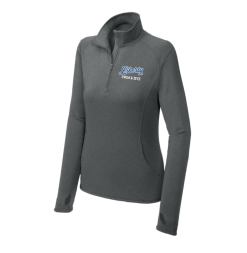 LST850 Charcoal Gray Heather Women's Sport-Wick Stretch 1/4 Zip with Embroidered Olentangy Liberty Swim & Dive Logo