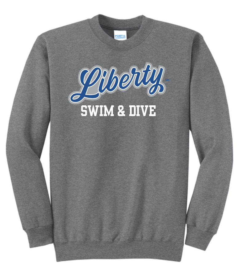 PC78 Crewneck Sweatshirt in Dark Heather Gray with Olentangy Liberty Swim & Dive Logo