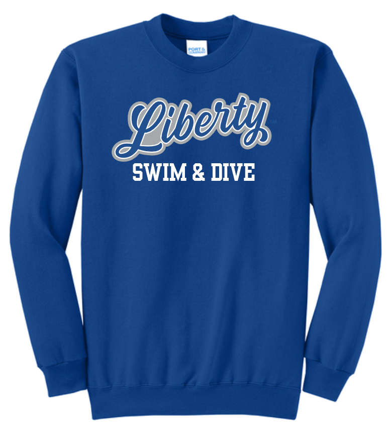PC78 Crewneck Sweatshirt in True Royal with Olentangy Liberty Swim & Dive Logo