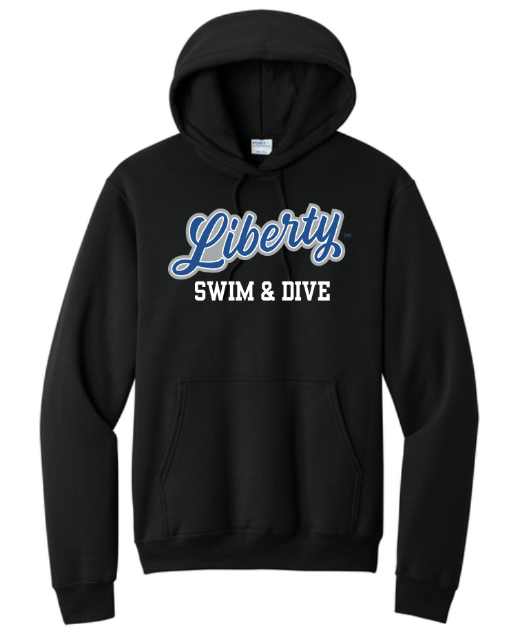 PC78H Hooded Sweatshirt in Black with Olentangy Liberty Swim & Dive Logo