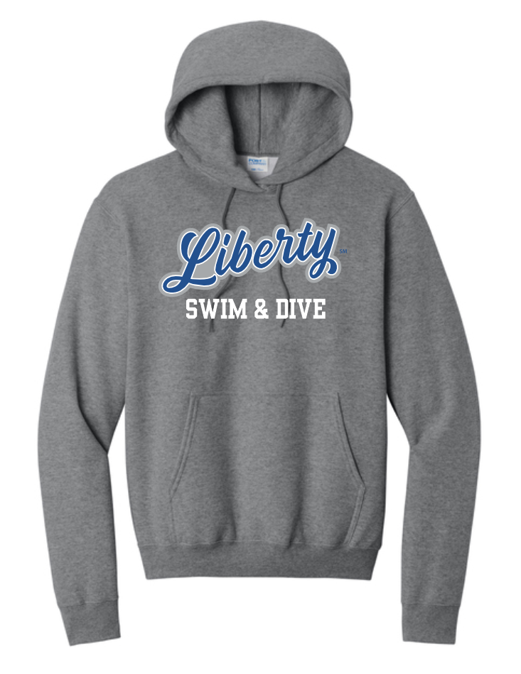 PC78H Hooded Sweatshirt in Dark Heather Gray with Olentangy Liberty Swim & Dive Logo