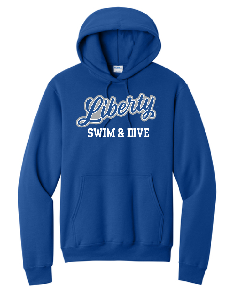 PC78H Hooded Sweatshirt in True Royal with Olentangy Liberty Swim & Dive Logo