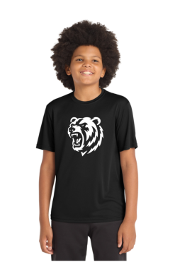 YST350 Black Youth PosiCharge Competitor Tee with Bear Logo