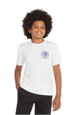 YST350 White Youth PosiCharge Competitor Tee with Grizzlies Left Chest Logo